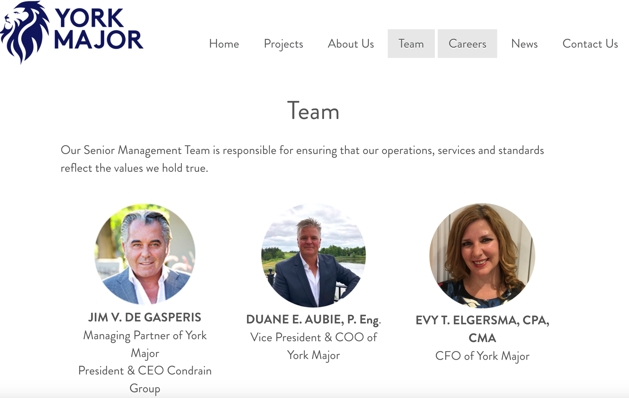 Evy Elgersma on York Major Holdings Website